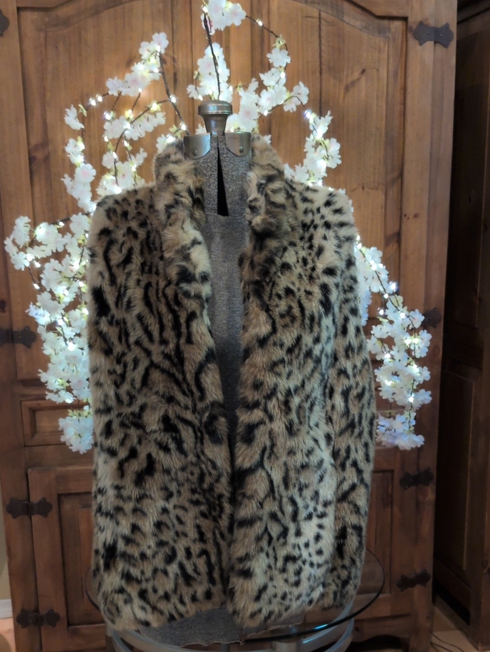 Leopard/Cheetah Print Faux Fur Vest